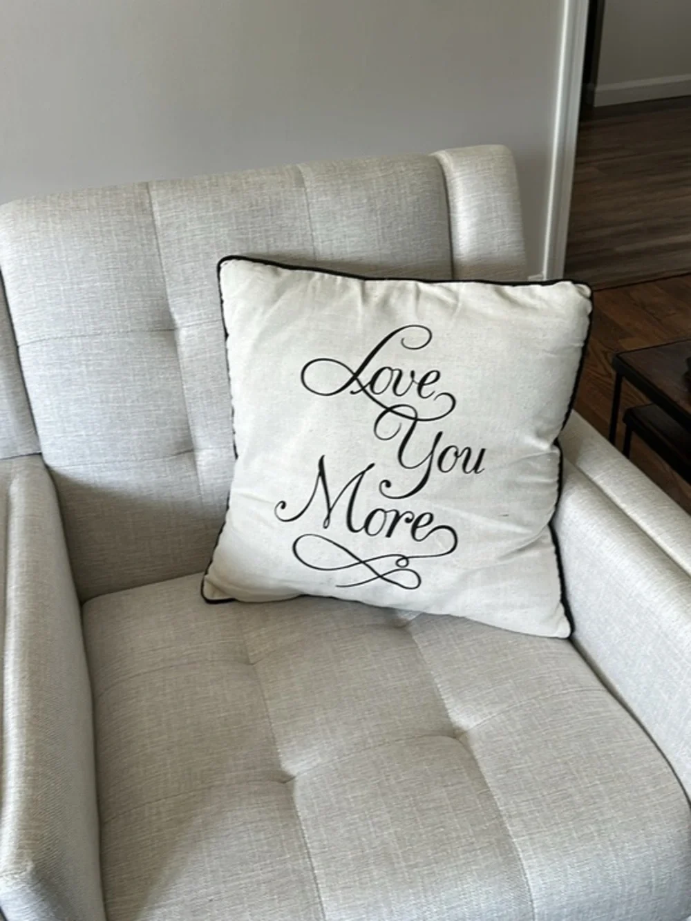Cream Decorative Throw Pillow with Black Script - 